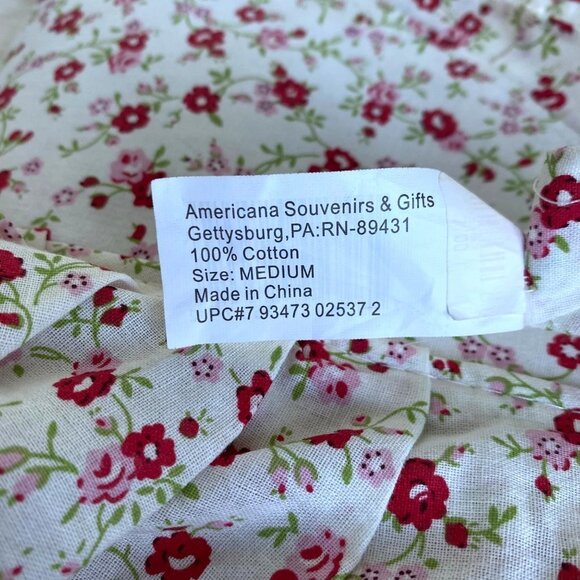 Pioneer Bonnet Old Fashioned Prairie White Red Floral Modest Farmhouse Medium - Picture 10 of 12